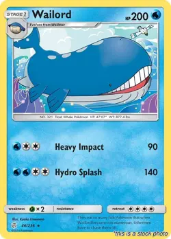 Wailord Rare LP [SM - Cosmic Eclipse - 46/236] - Image 1