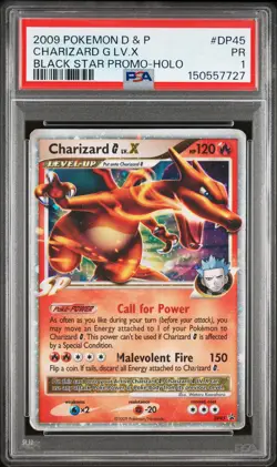 2009 POKEMON DIAMOND & PEARL BLACK STAR PROMO HOLO #DP45 CHARIZARD G LV.X PSA 1 - Image 1