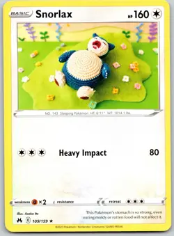 SNORLAX 109/159 R CROWN ZENITH POKEMON NM/M - Image 1