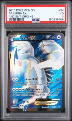 PSA 3 2015 Pokemon XY Ancient Origins Full Art Lugia EX 94/98 Holo Foil Rare - Image 1