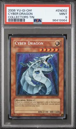 Yu-Gi-Oh! 2006 Cyber Dragon Secret Rare EN002 Collector's Tin PSA 9 Mint - Image 1
