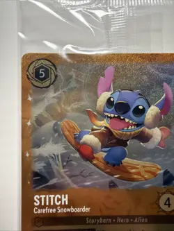 SEALED Stitch Carefree Snowboarder 42/P3 Promo Glimmer Foil NM Disney Lorcana - Image 3