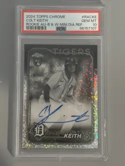 2024 TOPPS CHROME UPDATE RC AUTO Black White Diamond COLT KEITH PSA 10 #RACKE - Image 1