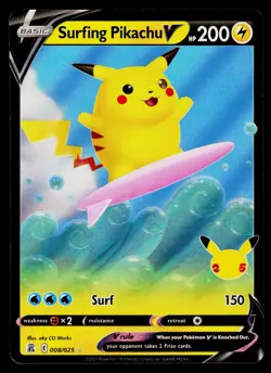Celebrations Surfing Pikachu V 008/025 Holo MP - Image 1
