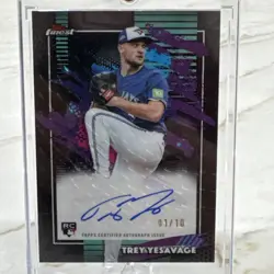 2026 Topps Finest Rookie Trey Yesavage Black Geo Ref Autograph 1/10 FIRST PRINT - Image 1