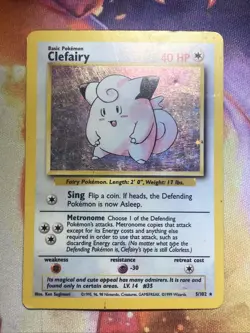 Clefairy 5/102 Holo Base Set Unlimited Rare Pokemon TCG Card Vintage - Image 1