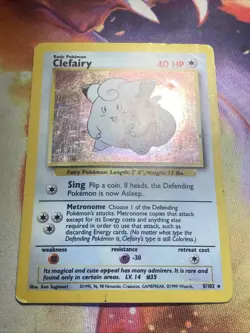 Clefairy 5/102 Holo Base Set Unlimited Rare Pokemon TCG Card Vintage - Image 2