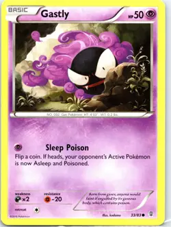 GASTLY - 33/83 - XY GENERATIONS - Common - Pokemon Card NM - Image 1