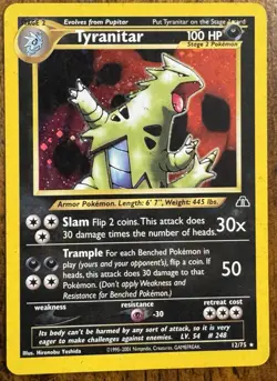 Pokemon TCG Tyranitar Holo Rare Card 12/75 Neo Discovery - Image 1