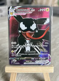 Venom Pikachu Custom Fanart NON-TCG Holo Card - NM - Image 1
