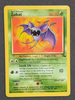 Wizards Pokemon TCG Fossil Zubat 57/62 Common English Unlimited 1999 - NM/LP - Image 1