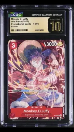 Monkey D. Luffy P-006 Promotional Cards One Piece CGC 10 Pristine - Image 1
