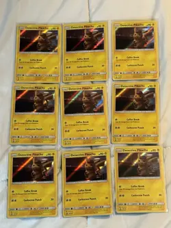 Detective Pikachu SM190 SM Black Star Promo Holo Pokemon Card - Lot Of 9 - Image 1