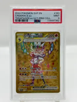 PSA 9 MINT Cinderace Ex SVP 163 Gold FULL ART HOLO PROMO Pokemon Card - Image 1