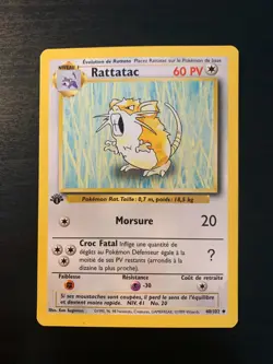 Carte Pokemon : Rattatac 40/102 Edition 1 Set de Base Wizards Francaise - Image 1