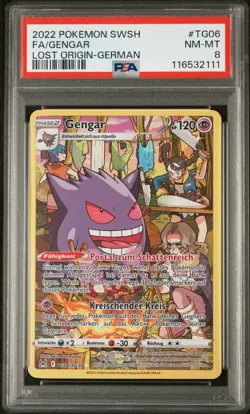 Pokemon Gengar Full Art Holo Deutsch TG06/TG30 Lost Origin PSA 8 NM-Mint - Image 1