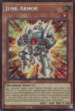Junk Armor BLGG-EN032 Secret Rare 1st Edition Yugioh TCG Card - Image 1