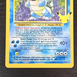Blastoise 2/102 Celebrations Classic Collection 25th Anniversary Pokemon Card - Image 4