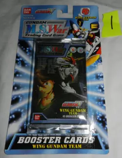 Lot #1 - New on card Ban Dai M.S. War Trading Card Game Wing Gundam Team Booster - Image 1
