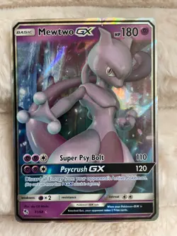 Pokemon TCG Card Mewtwo GX Ultra Rare Hidden Fates 31/68 LP - Image 1