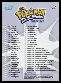 Pokemon Topps Johto League Champions Checklist Pikachu Pokemon Card - Image 2