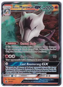 Pokemon TCG Alolan Marowak GX - SM187 Holo Promo Sun & Moon Promo LP - Image 1