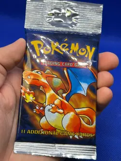 SEALED 1999 Pokemon Base Set Unlimited Long Crimp Charizard Artwork Booster Pack - Image 2