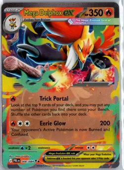 Mega Delphox ex 008/084 Double Rare Pitch Black Pokemon Holo Near Mint - Image 1