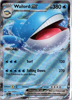Wailord ex 016/084 Double Rare Pitch Black Pokemon Holo Near Mint - Image 1