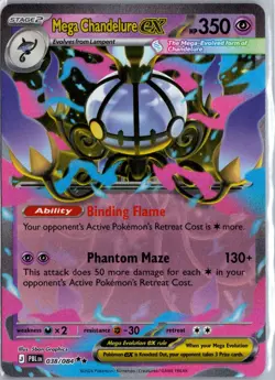 Mega Chandelure ex 038/084 Double Rare Pitch Black Pokemon Holo Near Mint - Image 1