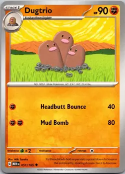 Dugtrio 051/165 Uncommon MEW SV: Scarlet & Violet 151 Pokemon Lightly Played - Image 1