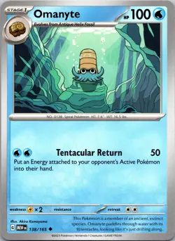 Omanyte 138/165 Uncommon MEW SV: Scarlet & Violet 151 Pokemon Lightly Played - Image 1