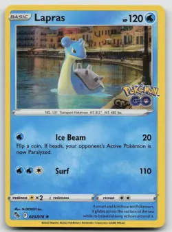 Lapras 023/078 Holo Pokemon GO Pokemon NM 163 - Image 1
