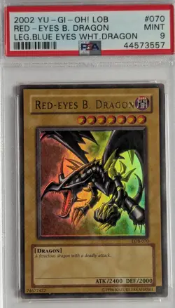 Yu-Gi-Oh Red-Eyes Black Dragon LOB-070 PSA 9 Mint Holo Unlimited - Image 2