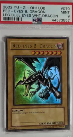 Yu-Gi-Oh Red-Eyes Black Dragon LOB-070 PSA 9 Mint Holo Unlimited - Image 5