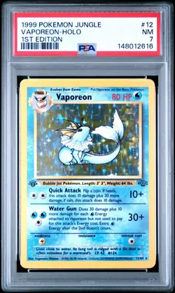 1999 POKEMON JUNGLE 1ST EDITION #12 VAPOREON-HOLO PSA 7 - Image 1