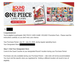 Round 1 One Piece TCG Promo Card (PHASE 1 - ENGLISH)✅PRESALE | 5x SEALED PACKS! - Image 4