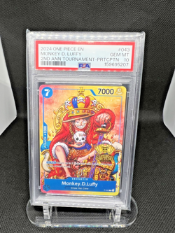 2024 ONE PIECE PROMO 2ND ANNIVERSARY TOURNAMENT #043 MONKEY D. LUFFY PSA 10 - Image 1
