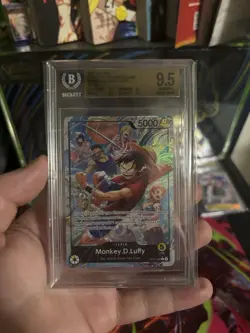Bandai One Piece CCG Monkey D. Luffy OP05-060 Alt Art Foil BGS 9.5 - Image 1