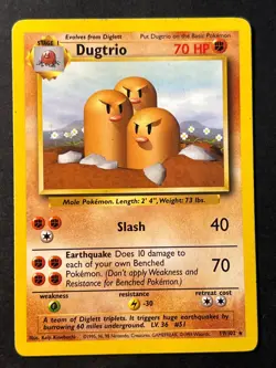 Dugtrio 19/102 Base Set WOTC Unlimited Rare - Pokemon Card - LP - - Image 1
