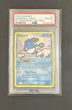 Pokemon Azumarill EX Team Rocket Returns Holo 1/109 PSA 10 Gem Mint (Pop 16) - Image 1