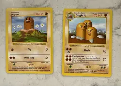 Pokemon TCG Base Set SHADOWLESS Diglett & Dugtrio Lot (2) 1999 English VINTAGE - Image 1