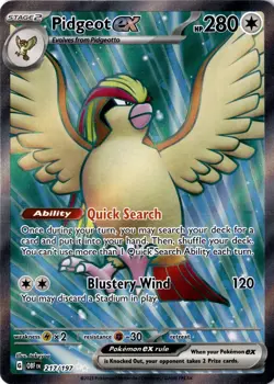 Pidgeot ex - 217/197 - NM Obsidian Flames Ultra Rare Pokemon TCG Card - Image 1