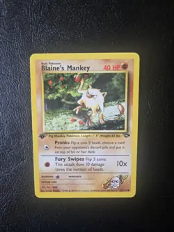 Pokemon Card - Gym Challenge 63/132 - BLAINE'S MANKEY *1st Edition* NM - Image 1
