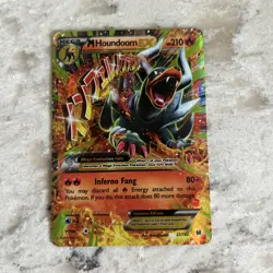 Pokemon TCG Mega M Houndoom EX 22/162 Full Art XY Breakthrough Card - Image 1