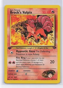 Brock's Vulpix 37/132 Uncommon Gym Challenge Pokemon 1st Edition Lightly Played - Image 1