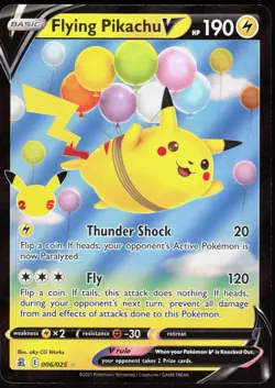 Flying Pikachu V 006 Celebrations Rare Holo Pokemon NM/M - Image 1