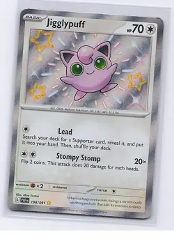 Jigglypuff 198/091 Shiny Rare Paldean Fates Pokemon Near Mint - Image 1