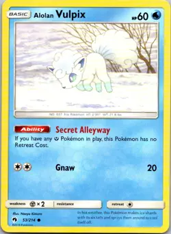 Alolan Vulpix 53/214 Lost Thunder Pokemon TCG C NM - Image 1