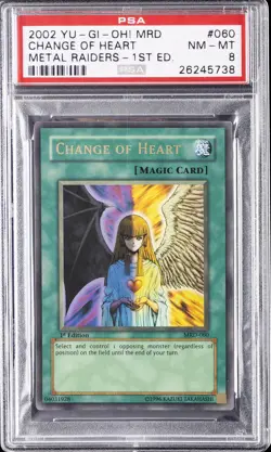 2002 YU-GI-OH! MRD-METAL RAIDERS 1ST ED #060 CHANGE OF HEART PSA 8 - Image 1